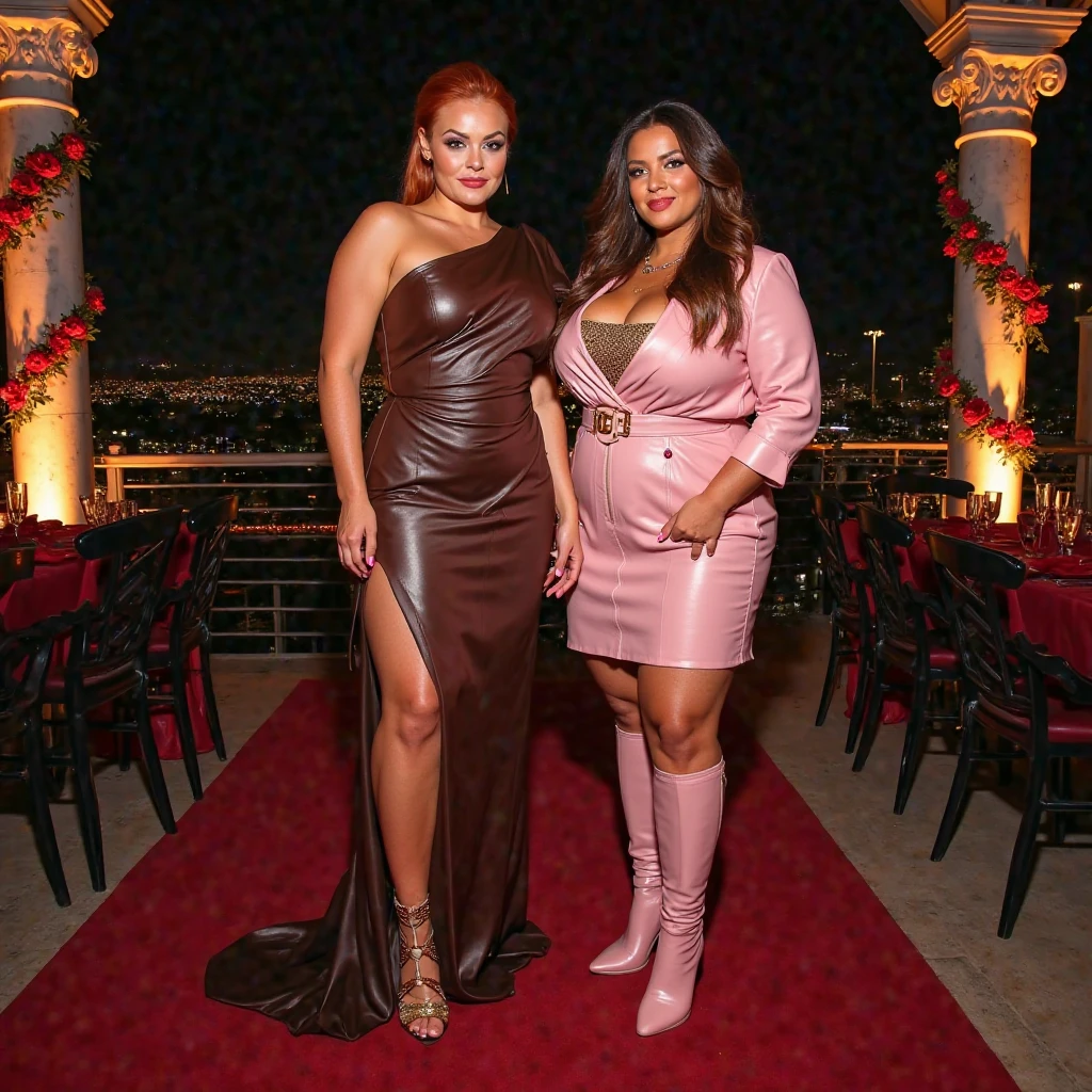 Many tall and pretty women between 40 and 50 years old., vestidas de cuero, botas altas a la rodilla, satin and corsets and with long gloves and with an imposing and dominant character