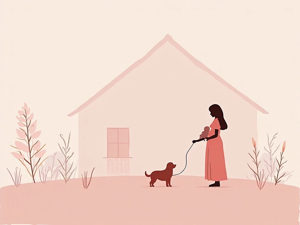 GENERATE A COVER WITH A DELICATE AND MINIMALIST ILLUSTRATION WITH SHADES OF PINK OF A HOUSE, A MOTHER AND A FOR THE THEME MOTHER'S HOUSE - FOSTER HOME FOR SINGLE MOTHERS with only a silhouette