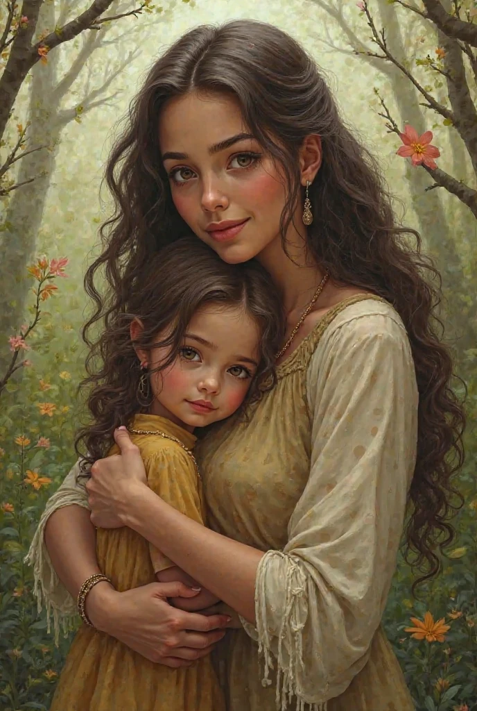 Sad mother and daughter, Greek mythology mystical sirens