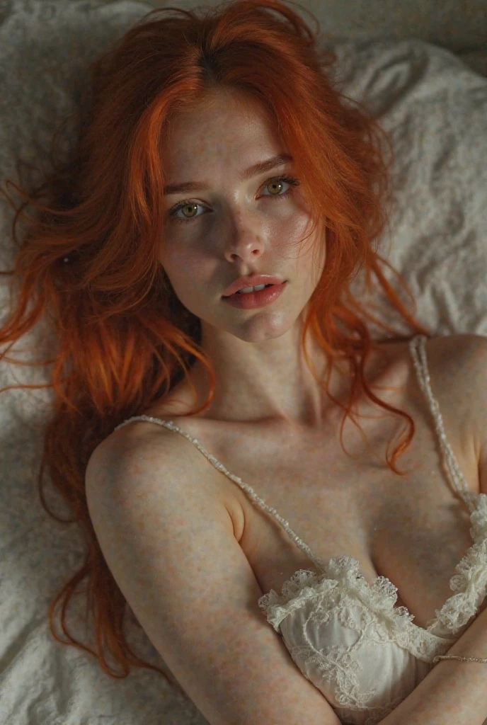 (Danielle Rose Russell, adult redhead girl, naked, White skin), (naked, naked:1.8), (unclothed),(long, messy hair, hair floating in the wind:1.6), blue eyes, detailed eyes, detailed lips, (naked, sensual, Whole body:1.5), (photo from different angles:1.5), (lies in an impressive gothic bed:1.6), ray tracing, (Best Quality, 4k, 8k, High resolution, masterpiece:1.2), Very detailed, (realist , photorealist, photorealist :1.37), HdR, HD, masterpiece, professional, vivid colors, bokeh, studio lighting