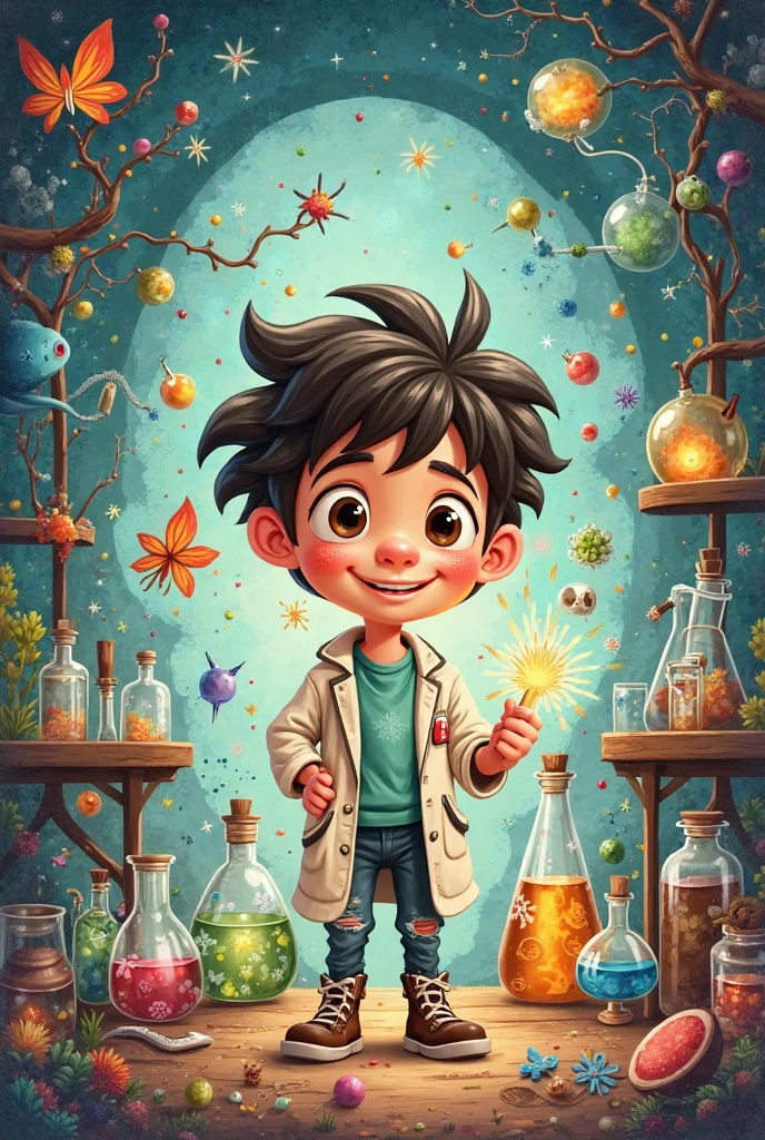 Medical lab related theme human form in cartoon 