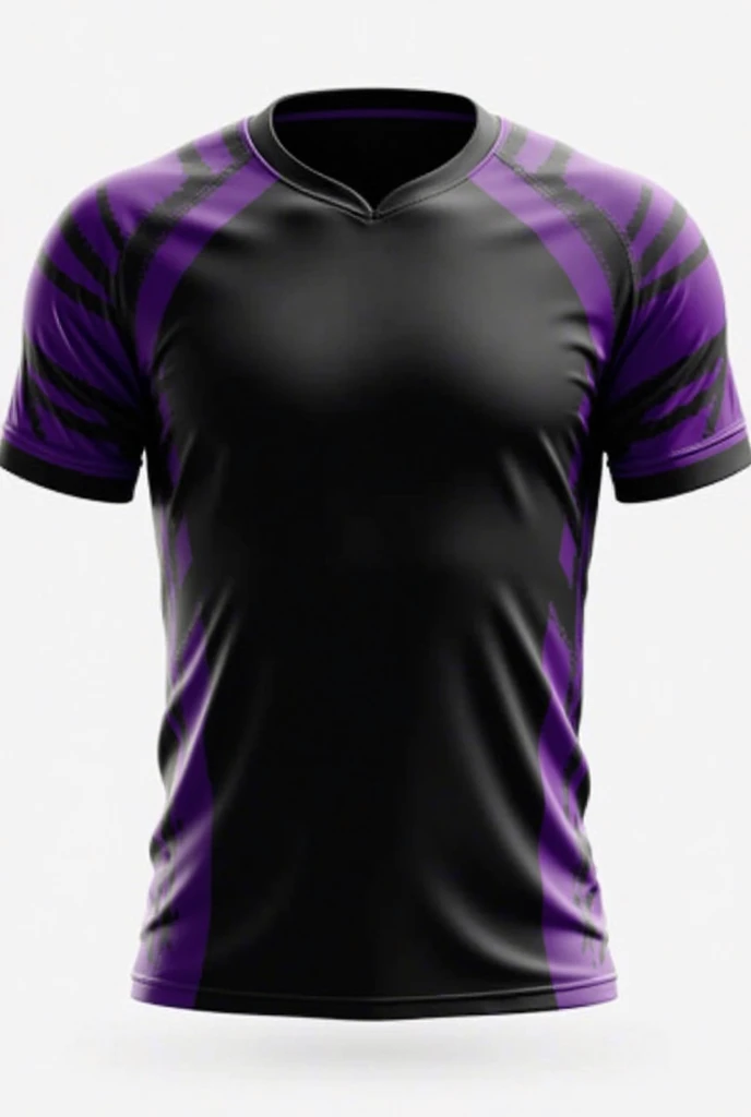 Black and purple volleyball t-shirt design for women with small logo