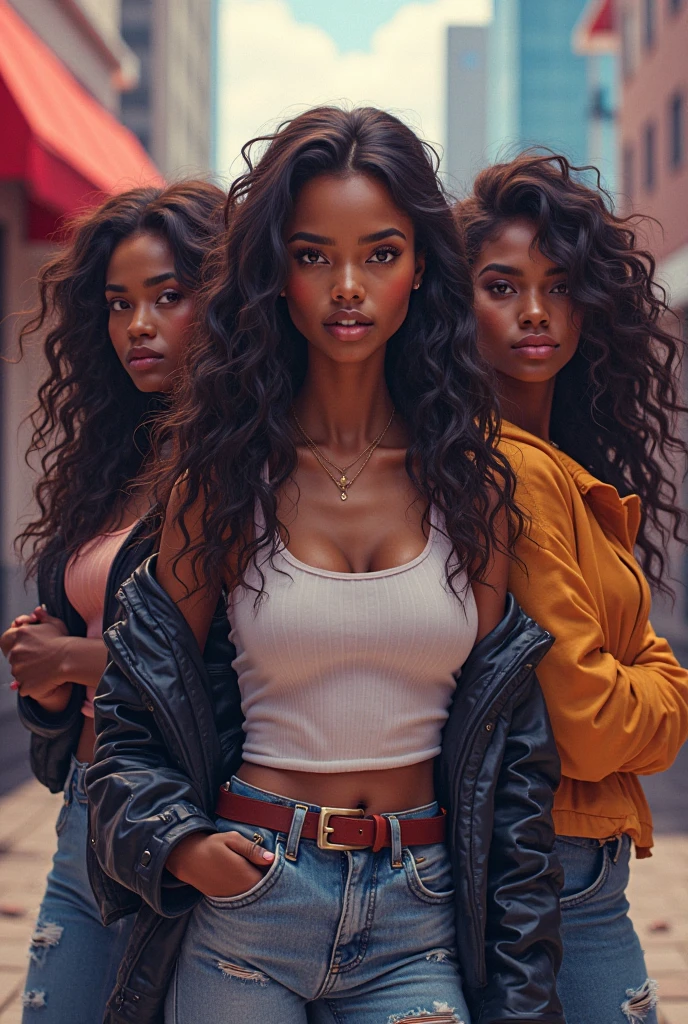 off shoulder, 3 womans , deep cleavage, (african gold chocker), wild hair, wrapped in dirty rags, Plunge Cowl Neck Dress