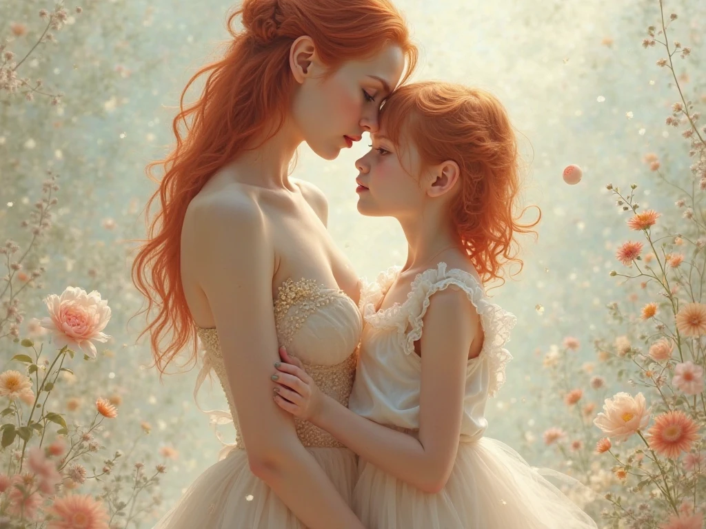 Girls with red curtha