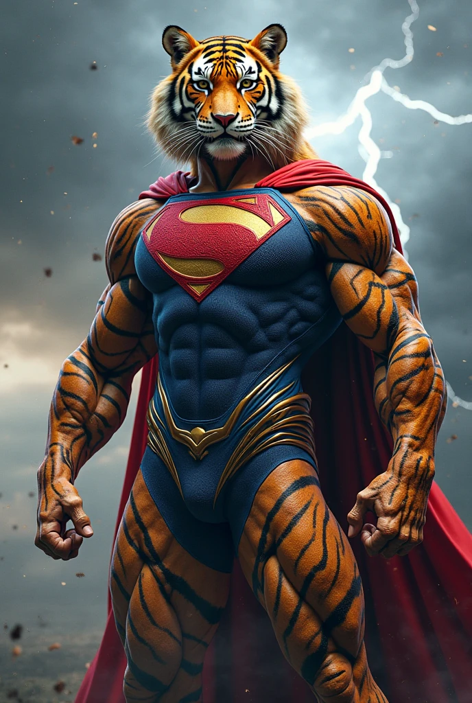 arafed cat with big arms and big body, cat with superman body, cat with superman suit, chonker cat, giant cat monster, superman cat hybrid, big muscles, muscular character, extreme muscles, very beautiful. big muscle, muscular and scary, muscular character