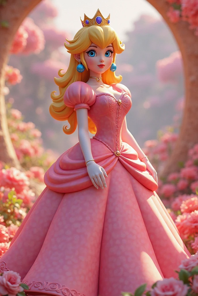 A photo of Princess Peach in a pink dress. Sie ist in der Peach World ...