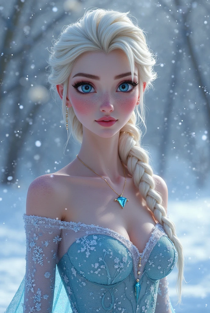 cinematic lighting, adult, female, looking at viewer, portrait, upper body, (RSEEmma:0.7), <lora:MISC-GlossyFace:0.4>, (ElsaWaifu:1.2), blue dress, <lora:CHAR-Elsa:0.6>, snow, <lora:POSE-BreastFocus:0.5>, cleavage, breasts, blue eyes, ice castle, hills, magic, hair, forehead, crystal tower