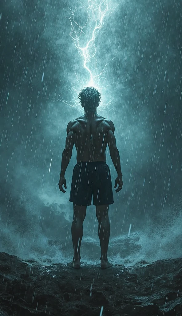Black clouds struck a man with lightning