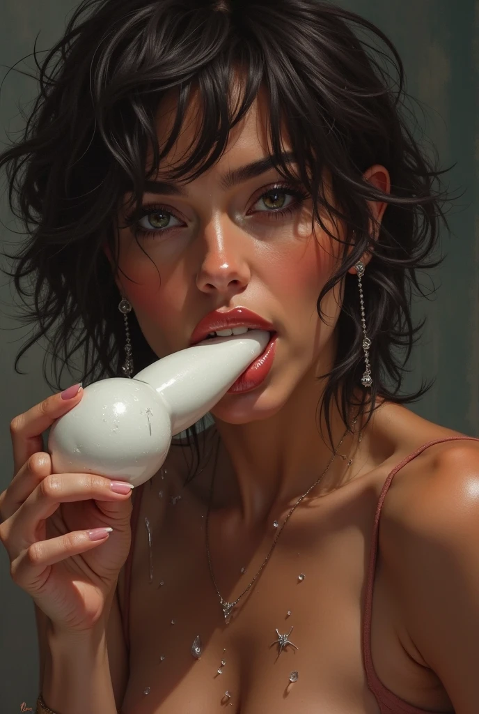 (best quality,high resolution,Ultra-detailed:1.2),district,star wars,MILF sexy,Tout le corps,cuisse haute,emeraldlingerie,serious face,colored hair,Random hairstyle,coiffure triple noeud,Des couleurs vives,Portrait Lighting,from behind,gros cul, ,break making fallatio,open mout break, ad cum,cum on her face ,cum on her body,cum on her, excessive cum, alot of cum,penis on her mouth,cum is white