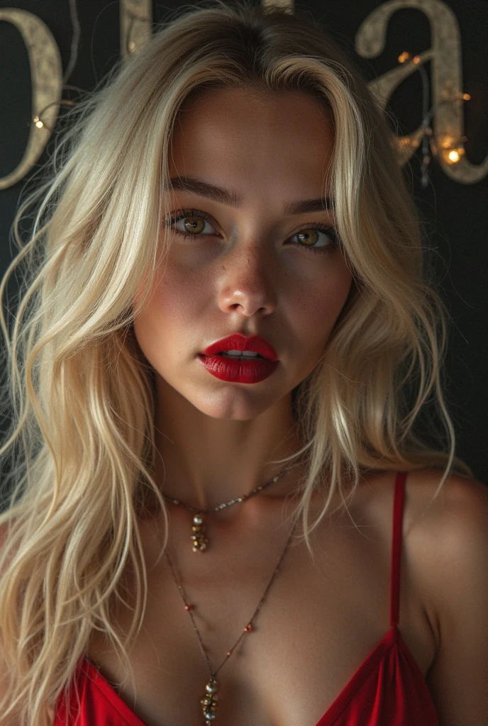 Scarlett Leithold wearing sexy judge clothes with lipstick and smiling