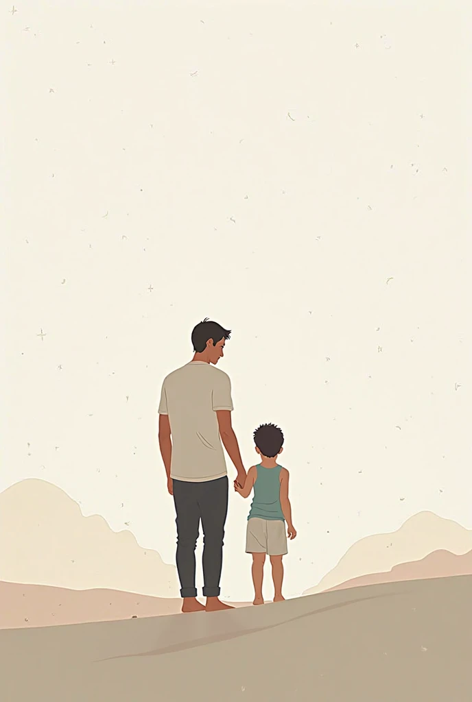 Exciting image of a tall gentleman, Scrawny, medium hair,wearing a hat backwards hugging his 27 year old son and walking towards a staircase to heaven..an image background full of clouds and sun rays, with good quality and clarity