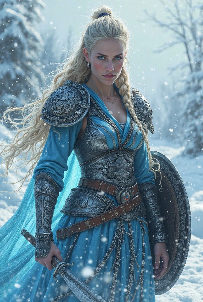 Femme viking pouvoir de l'eau et la glace avec un arc et un bouclier ...