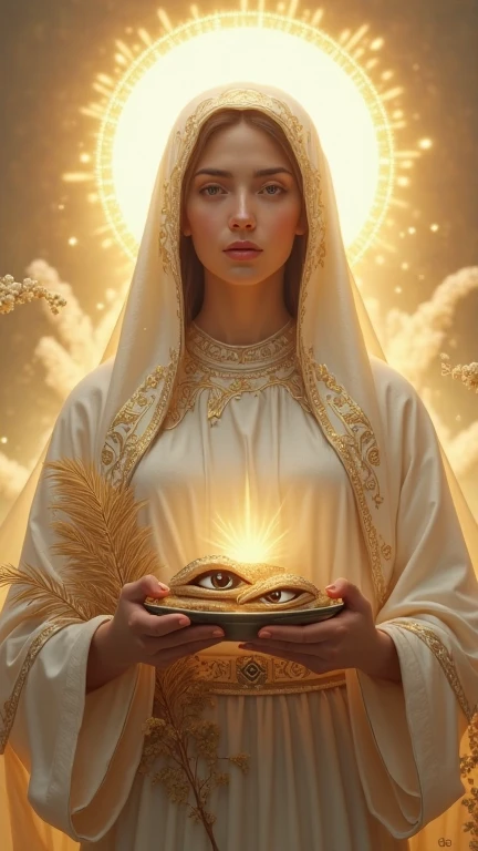 ((Blessed Virgin Mary. 19 years old))) ((( Con una cara seria y piadosa. Con una mirada dulce y tierna))) (obra maestra, calidad superior, mejor calidad, arte oficial, beautiful and aesthetic: 1.2), (1girl), extremadamente detallado, (Arte fractal: 1.3), colorido, highest detailed, Cara perfecta, parte superior del cuerpo, HDR, (orando: 1.3), (golden lines of white coat: 1.2), galaxia, (rayas de luz), eye-catching visuals, (dynamic stripes, senderos luminosos: 1.2), colores vibrantes,