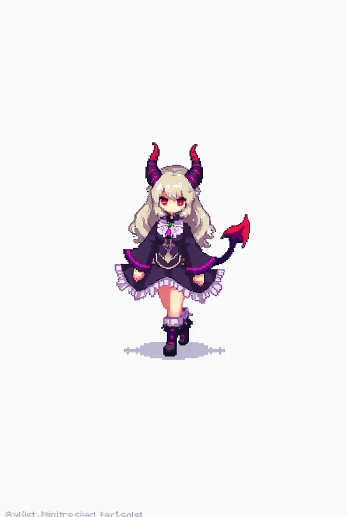 (masterpiece, top quality, best quality, less details, 8-bit color), Pixel,Pixel art, 1 girl, Countess Vampire,White background,Medieval court clothing, bat wings,Red wine glass,game assets, Vampire element