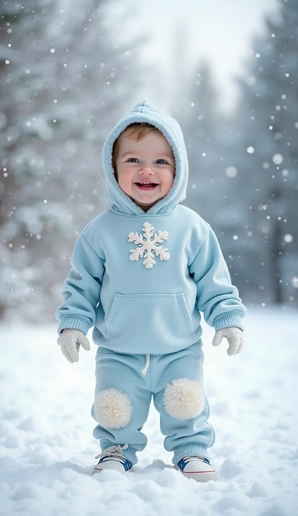boy in winter white clothes