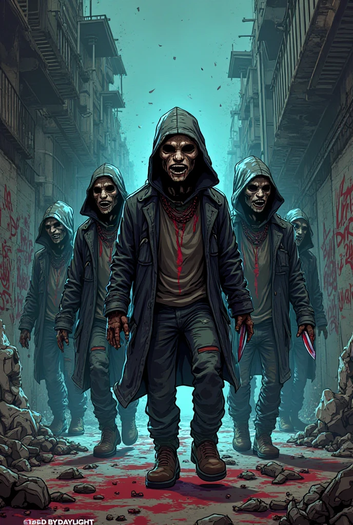 <lora:LoraHorrorS4w3d0ff_v10:0.8>,from above shot,dark moody, strong depth of field, photo of many zombies ,crowd of zombies, some of in hoodie, bloody clothes, on a rainy night,some of wearing ripped torn clothes, dirty, walking towards to viewer slowly, fearexpression, wet, bloody,
finely detailed skin,photorealistic, best quality, realistic, high_quality, hyper_detail <lora:fearExpression_v10:1.6>