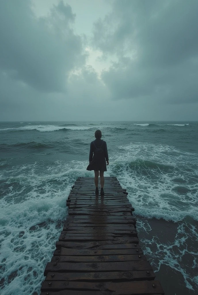 A rainy day at the end of the breakwater、Meet your soulmate、One person, High resolution, Gaze, Character profile, 