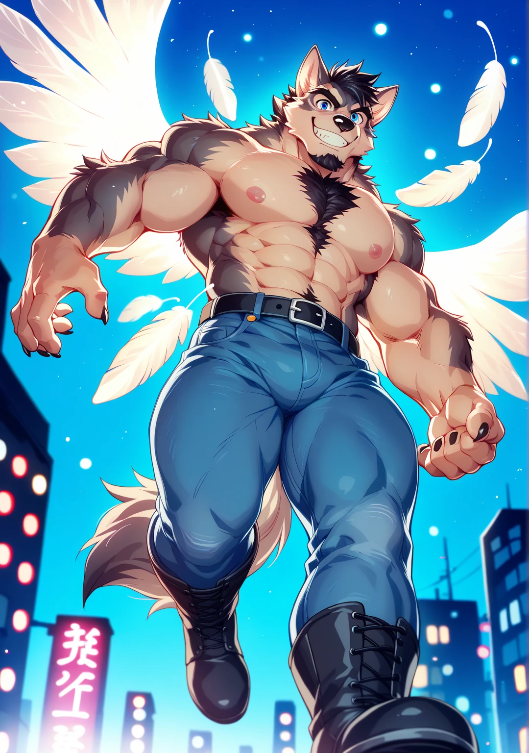 hombregarurumon, 4k, high resolution, mejor calidad, publicado en e621, solo, cuerpo antro, mane, male, Adulto, muy masculino, (muy musculosa, Well-defined muscles, strong pectorales, pectorales, brazos musculosos, piernas musculosas, De peso pesado:1.3), correct anatomy, (Fondo blanco, sin antecedentes:1.2), (por wfa:0.6), (by speleologist_sal:0.6), (Anatomy of the Violinist Taran:1.0), (correa, bulto:1.0), (ojos detallados:1.2), (colorante caricaturesco, flat coloring, colores planos:1.2), seguro, orgulloso, pose fuerte, flexing biceps, flexionando los brazos, (venas, vascular:1.1), sonriendo, wolf tail ultra realistic male muscular full body tattoos male pubic hair with nothing completely naked hard cock looking at the viewer with a perverted smile a black background an extremely provocative pose with a cowboy hat Giant monster、.、 gigante, vientre muculoso , Muslos gruesos y cortos. Muy alto、patas de animal、、brazos s y cortos、t、Garras afiladas、piernas alarga 、cola gruesa y larga colmillos blancos afilados、esquinas gruesas y retorcidas, ,Macro ,(cuerpo completo), ((1 chico)), mirando al espectador, Hombres musculosos, calidad，extremadamente detallado，(((solo lineal)),((No color)),agarrando pectorales,de pie,((sin Camisa))a,(male), (lobo),((lobo)),(frente,side),escala de grises, Macro rising over a small town, low angle, a aires genitales grandes y grueso , desnudo , genitales, huevos hachados , anatomy provides, pene erector, el medio de una cuidad, building size , size difference