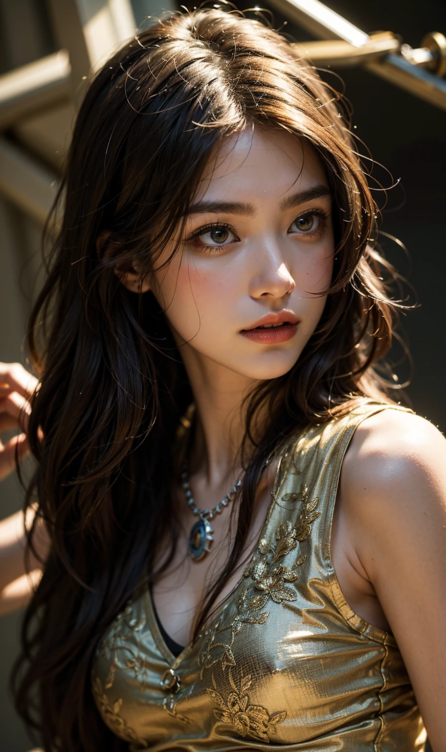 1girl, extremely detailed eyes and face, beautiful detailed eyes, beautiful detailed lips, longeyeLashes, realistic skin, wet hair, messy hair, realistic fabric, deep dark eyes, graceful face, looking at viewer, movie-like style, cinematic, detailed hair strands, perfect makeup, light and shadow effects, chiaroscuro, clear blue sky background, ponytail, realistic lighting, high quality, smile, bikini, full body, (best quality,4k,8k,highres,masterpiece:1.2),ultra-detailed,(realistic,photorealistic,photo-realistic:1.37),HDR,UHD,studio lighting,ultra-fine painting,sharp focus,physically-based rendering,extreme detail description,professional,vivid colors,bokeh