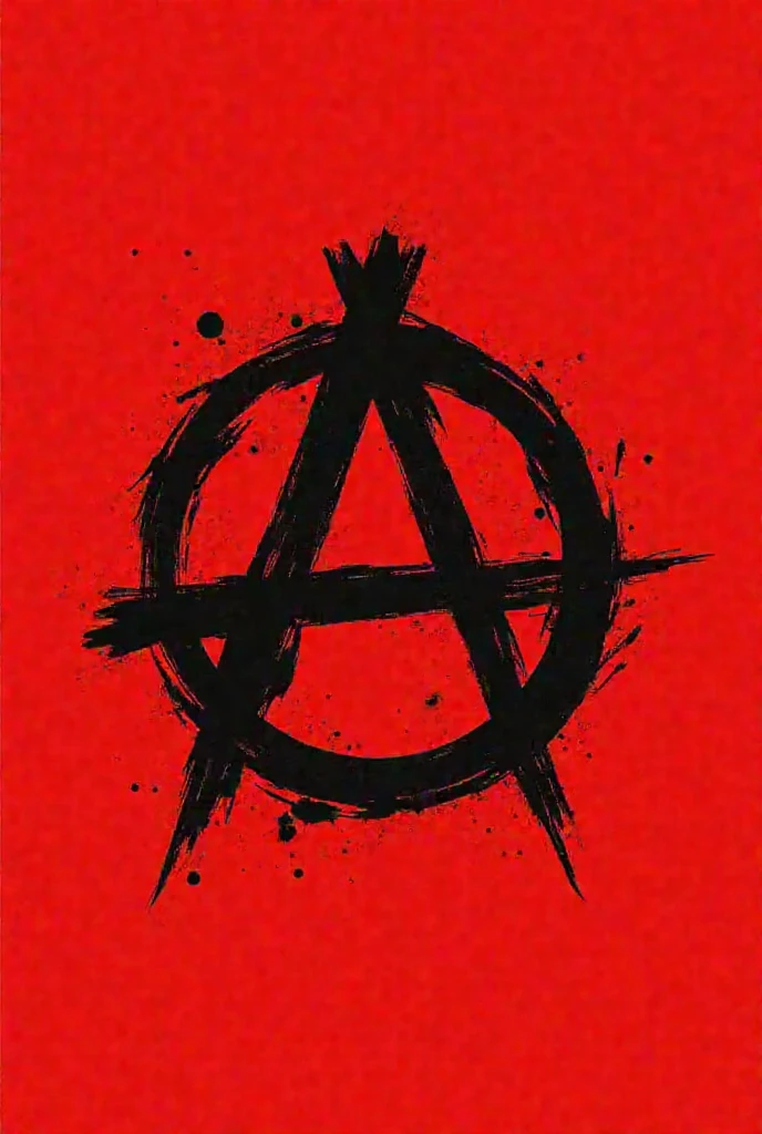 A logo with a red anarchic symbol