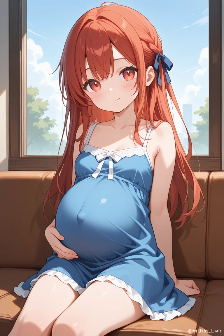 Mikunakano, Miku Nakano, Long Hair, bangs, blue eyes, Brown Hair, shirt, Hair between the eyes, cardigan, Headphones around neck,smile,blush,During pregnancy, childbirth, work, During pregnancyのお腹を抱きしめる,
break skirt, shirt, Long sleeve, white shirt, pantyhose, Pleated skirt, black pantyhose, cardigan, Green Skirt, blue cardigan,
break indoors, room,
break looking at viewer,
break (masterpiece:1.2), highest quality, High resolution, unity 8k wallpaper, (figure:0.8), (Beautiful fine details:1.6), Highly detailed face, Perfect lighting, Highly detailed CG, (Perfect hands, Perfect Anatomy),