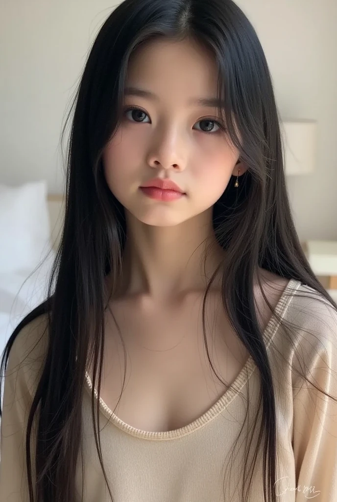 An ultra-high picture quality,ultra-quality,8K and ugly,,beautiful hair and square face,Asians,A hyper-realistic,Muchimuchi,Narrow-eyed,off shoulders,shortpants,lumpy face,Detailed skin,a baby face,huge tit