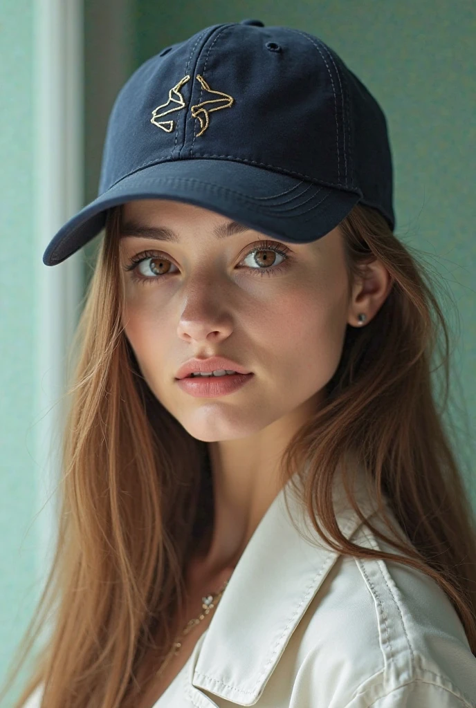A closeup of a woman wearing a hat and a bra, wearing a cute hat, wearing a choker and a cute hat, she is wearing a hat, sem maquiagem, wearing a navy blue utility cap, wearing a baseball hat, mostrando o rosto dela, rosto sexy, wearing a baseball cap, with hat, wearing a baseball cap, is wearing a cute little hat