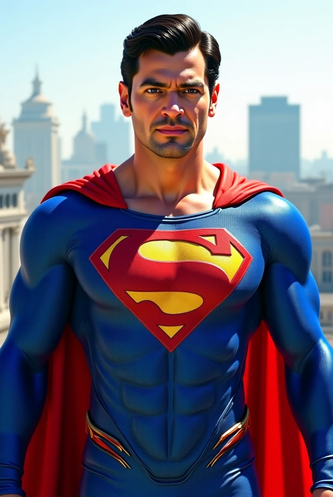 @caique.freitas_ go on this instagram, and make an image of this person as Superman, realistic