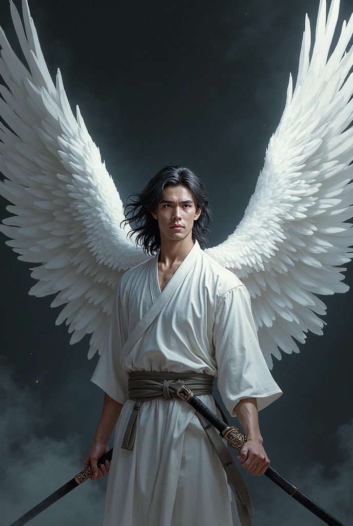 Create a powerful angel with ultra realistic 8k non-māo sword