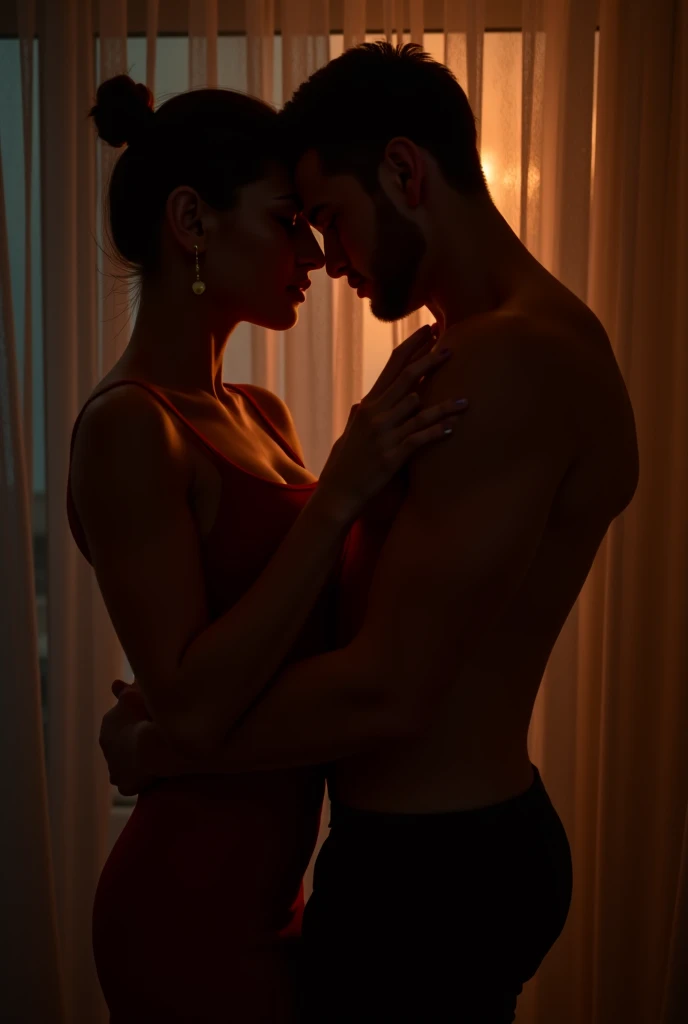 A not so pretty white woman, wavy hair, little chubby, lowrise, wearing a tight black dress, having sex with a strong white man