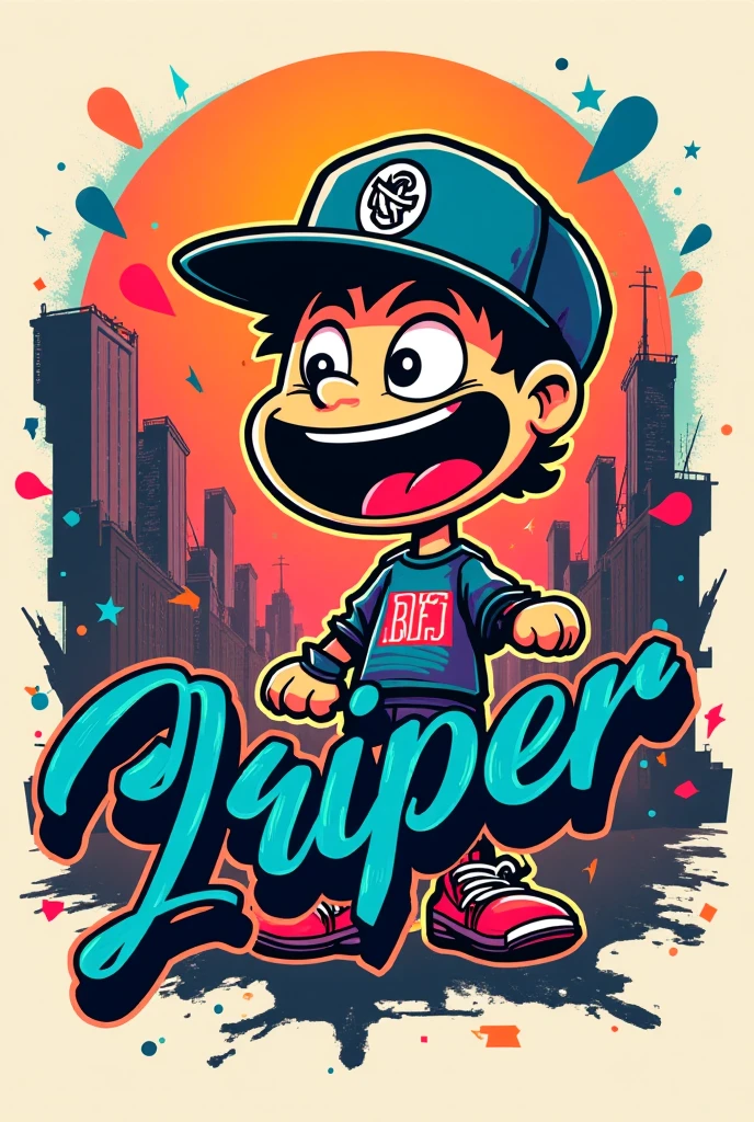 Create vector t shirt design A kid flipping a coin, placed on the right side and facing forward
Colors: Use a vibrant color palette similar
Logo Style: Graffiti with text "Hustle Young, Stay Relentless" in Graffiti letters logo, graffiti
