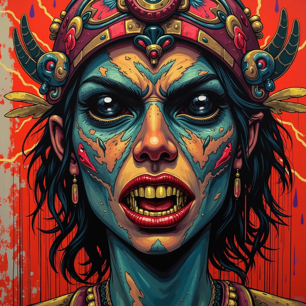 (futuristic poster) Medieval art necronomicon monster