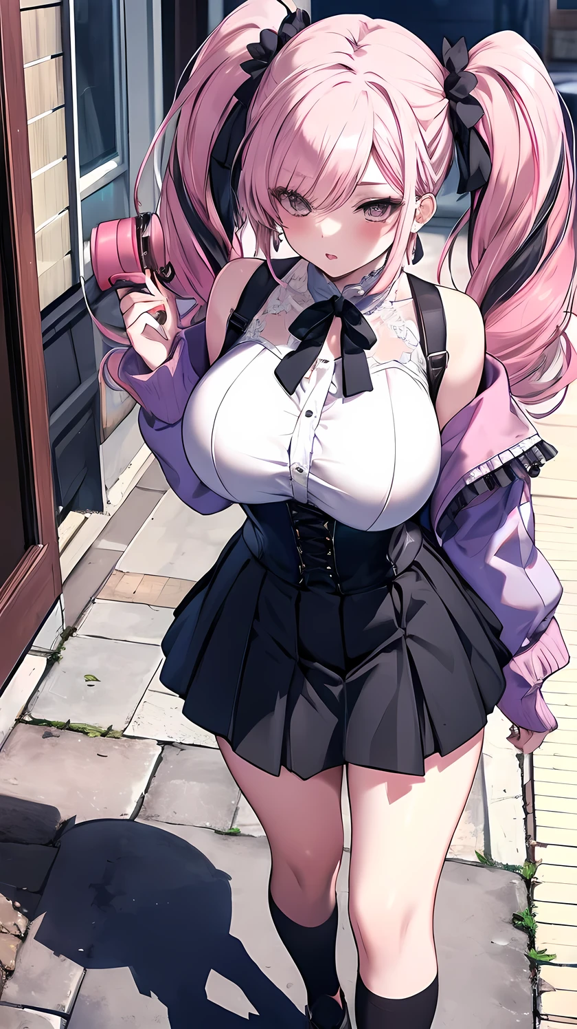 (8K, highest quality, masterpiece:1.2),\(eye\),(\(Clothes details\)\),(huge tit) ,High-definition CG Unity 8k Huge file size,Super detailed,High resolution,美しいeye,ray tracing,dramatic shadow,finely,hyper detail,(1 girl:1.3),(alone),wearing(Cute black and peach dress with white frills、black skirt、pink panties),blush、big ass、((two dimensional woman、anime style))、(simple background)、embarrassing、((Very sweaty))、((cowboy shot))、((Kneeling with your legs slightly open))、white stockings、((hands behind head))、raise your butt、((open your mouth vertically))、