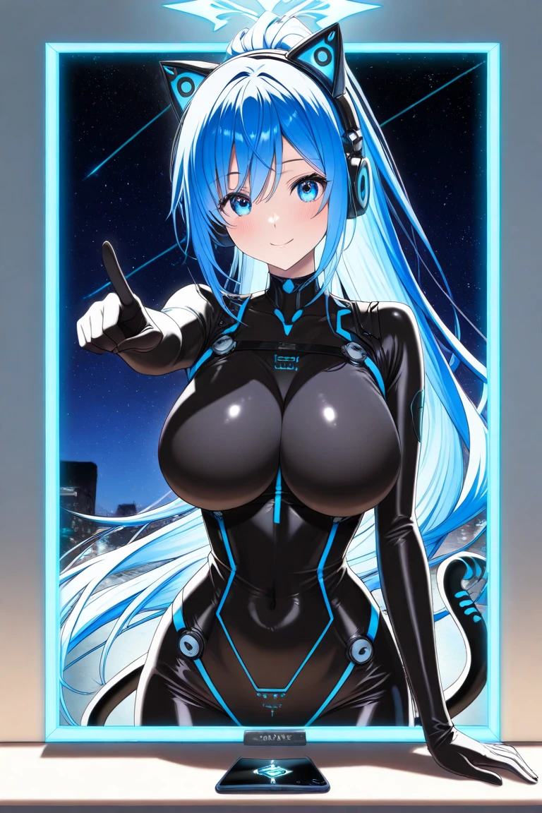 Hatsune Miku Vocaloid, Twin Tails, Light Blue Eyes, Light Blue Hair, Pichi Pichi Bodysuit, Cyber punk, Ghost in the Shell, Ultimate Physical Beauty, Beautiful Eyes, embarrassed look, ((Big Breasts)), 8K CG, Top Quality, Best Image Quality,