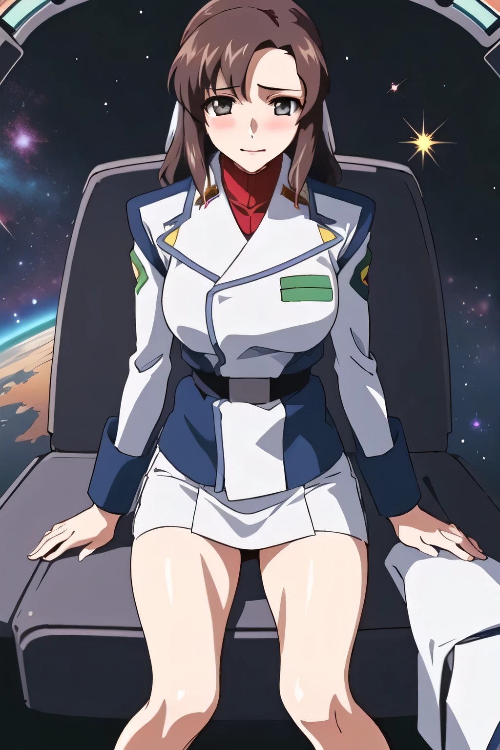 （40 years old Please delicately draw the expression of a woman with adult sex appeal ） ，spread her legs to show black panties， bed，  ，（Big Breasts，）（  open ），（ Micro Mini Skirt）           is being attacked with tentacles           ，tied，     Sad face，（            is being attacked with tentacles           ）   enhance the intensity of the drawing with vivid colors、Delicately draw facial expressions，40 years old，draw  ，  masterpiece,        made from high quality straws    ,            high image quality       , friendly 1  ,        1 girl,    alone, (bare legs，     2-high stockings         ), military uniform, military,  offset,        white shirt,          white skirt    ,        juniors are attacked by slime and their uniforms melt   ,           sitting    ,           upper body,              cockpit , space,              open your mouth ,