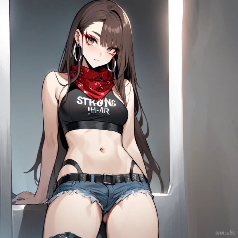dominant fashionable college girl flirting with the viewer. (ultra-detailed,4k, 8k, high res, curvy,plus size anime girl,confident, seductive,erotic) curvy, plus size anime girl, seductive, erotic, thick thighs, detailed eyes, detailed lips, alluring expression, captivating curves, cleavage, flirtatious, artistic rendering, smiling/smirking, fashionable, cool clothes, pretty clothes, detailed clothing