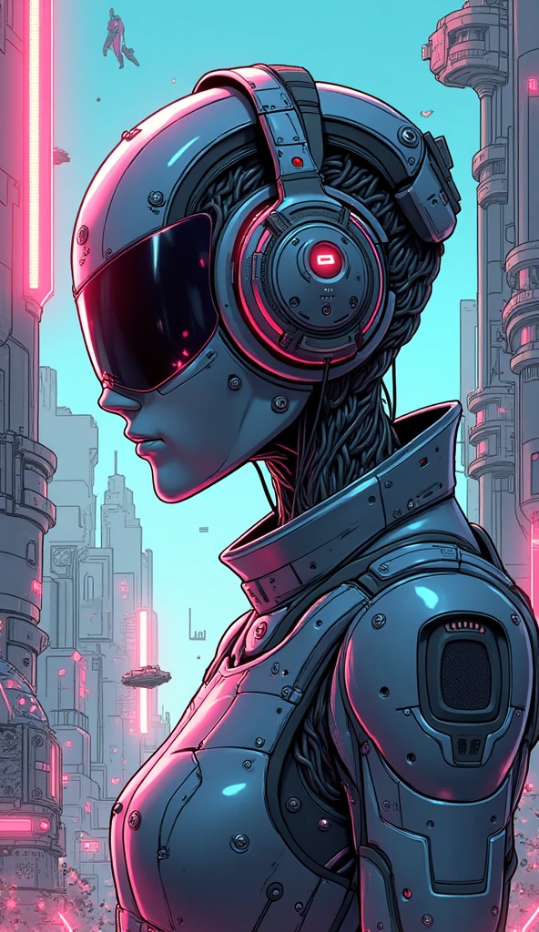 (diffuse gradient background:1.5),colorful,in style of Ashley Wood,(in style of Conrad Roset:1.3), painting,drawing by Conrad Roset close up, a helmet robot ,(gradient color mask glass:1.3),(darkorchid neon glowing:1.7),( (glowing neon glass transparent helmet:1.8),there is no facial contour),(the robot is aged with moss on its rusty bronze armor:1.2),night,moonlight shadows,dramatic lighting,gradient pop surrealism,pop art [(details:1.2): [ (many small details:1.3) : [ (many ultrasmall details: 1.2):(very detailed ultrasmall edges and microrelief:1.5):0.7 ]: 0.4 ] :0.2], BREAK Detailed,(darkness:1.5),(very detailed shadows:1.5),absolute shadows,absolute darkness,