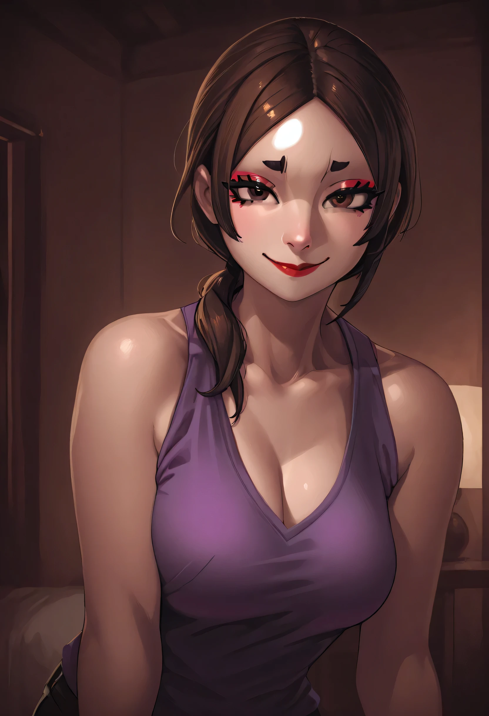 score_9, score_8_up, score_7_up, score_6_up, 1girl, Azula, perfect face, detailed eyes, perfect eyes, sexy, sexy girl, beautiful eyes,  body, perfect cute face, medium breasts, cleavage, naked top, pink bra, (armrest), light smile, seductive, biting own lip, portrait, close up
