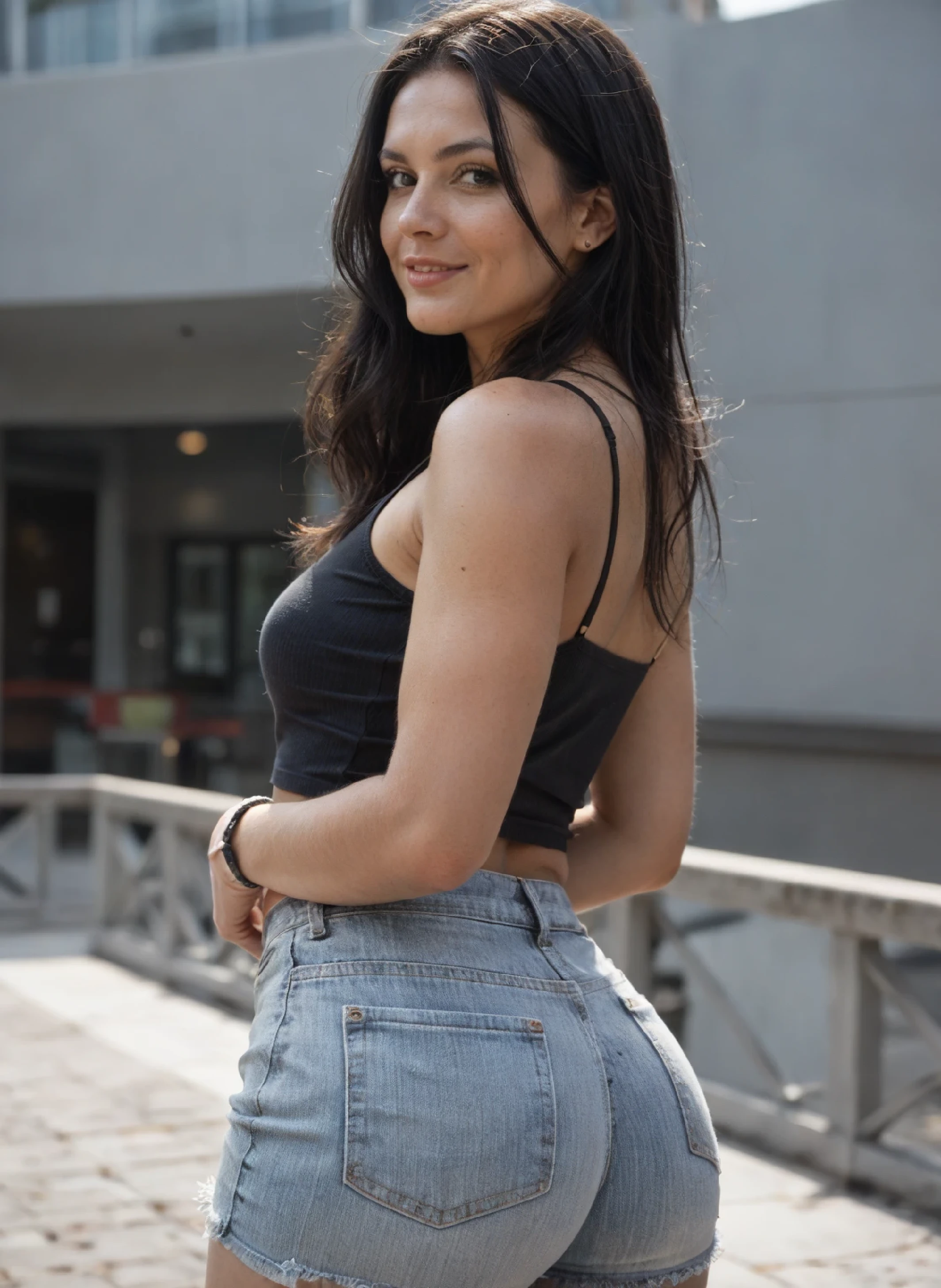 Rostro de Berta Castane, black hair, huge round ass