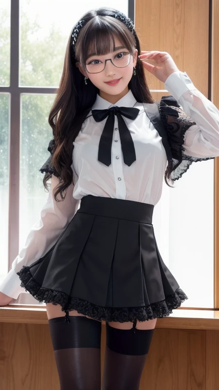 ((masterpiece)), (highest quality, Ultra-high resolution, High resolution photos, unity 8k wallpaper, extremely detailed CG:1.2),(RAW Photos,:1.3), (Photorealistic:1.4), Japanese beautiful girl、15-year-old junior high school student、 Professional Lighting, Strobe lighting, Photon Mapping, Radio City, Physically Based Rendering, cute, (finely detailed face:1.4, detailed clothes), (detailed:1.4) Beautiful Face, (Captivating smile:1.2), Depth of written boundary, Add Layer, (Dutch Angle, Sculptural installation), Cosplay, Cosplayer, A maid outfit with a large open chest, Open front, exposing breasts、Frillsのカチューシャ, Frills, Short skirt,No underwear、No bra、 bow tie, Maid Apron, (Shiny oily skin:1.25), Sitting on a white carpet, pantyhose, Knee socks, Knee-high,topless