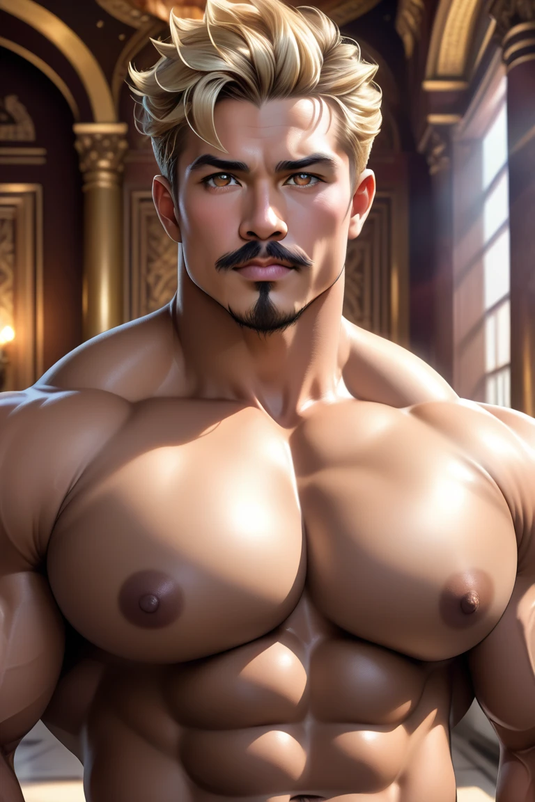 arafed man with a big cock, male art, gigachad muscular, handsome stunning realistic, realistic cartoon, muscular men, strong and imposing, beefcake pose, realistic artstyle, jake parker, realistic artwork, really realistic, very realistic, background artwork, super detailed and realistic, shirtless :: high detail, muscular! fantasy