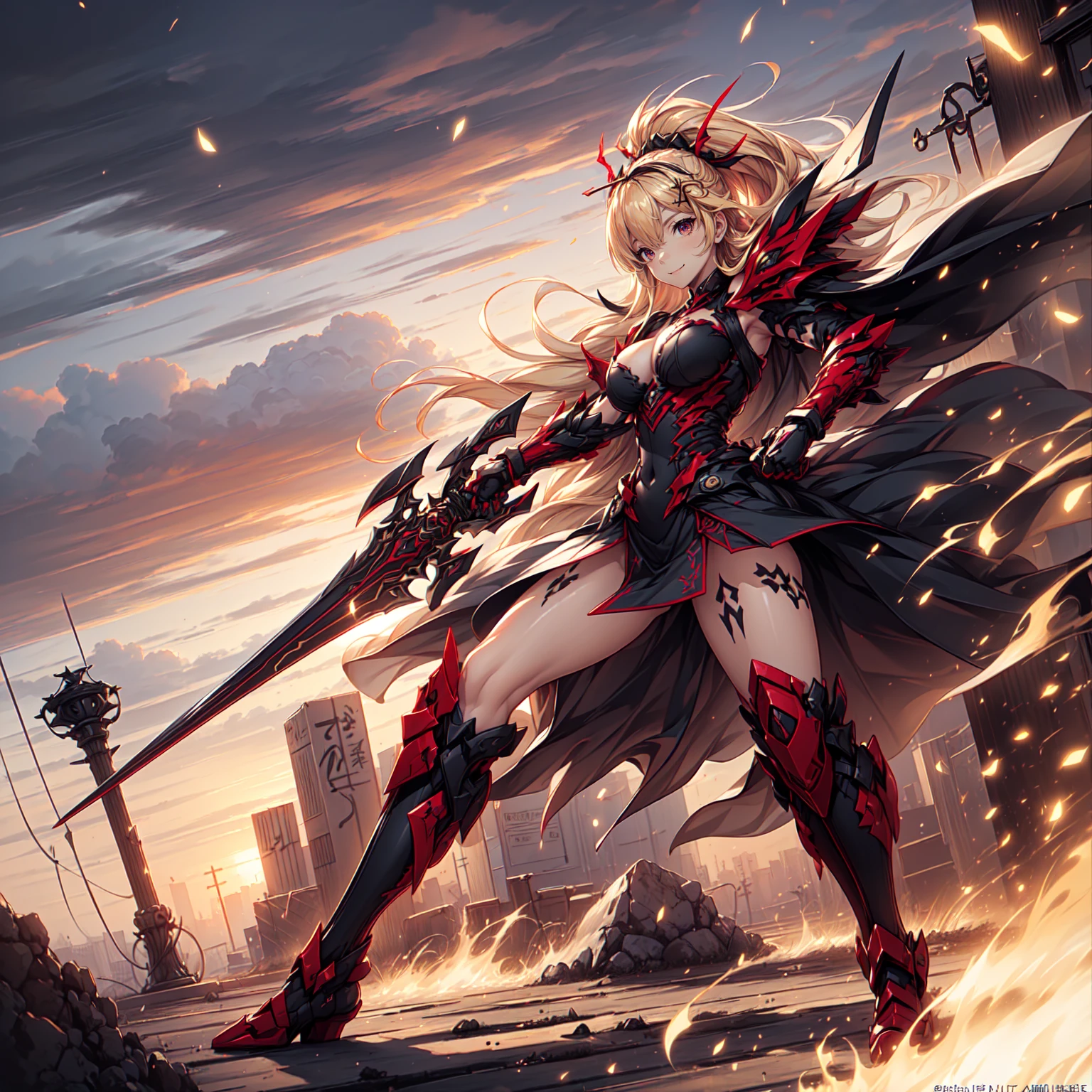 (((Best resolution, Textured skin, high quality, Caution about scars, Precise CG unification, game CG))), (One girl), necromancer, red long hair, Are standing, (action pose: 1.4), dynamic angle, Holding a wand, skull,