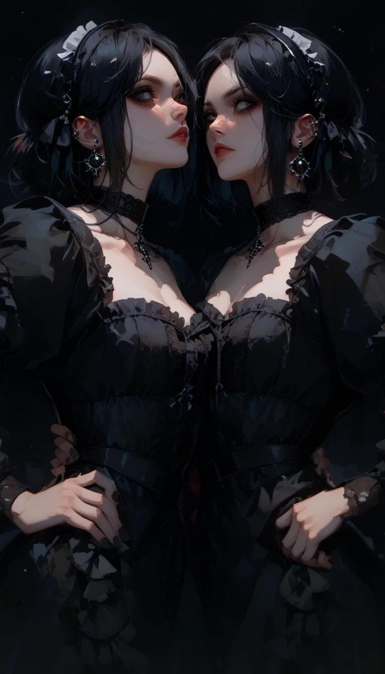 beautiful woman with demonic makeup and red floral top, standing, With your hands on your hips, bob haircut, One, 1girl, heterochromia, black hair, It has, brown buccellati, pomade, breast, short hair, masterpiece of makeup, Best quality, 1girl,Winona, girl, cold expression, mysterious,More_details:-1, More_details:0, More_details:0.5, More_details:1, More_details:1.5,Sharp Focus, perfect hands, Perfect light looking at viewer, Black background,mirrornun,Sharp Focus, perfect hands, Perfect light, ((Best quality)), ((masterpiece)), (detailed), perfect face