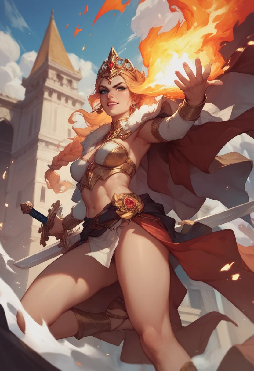 score_9, score_8_up, score_7_up, score_6_up, score_5_up, score_4_up, source_anime, medium shot, sexy curvy voluptuous female human warrior wizard, holding power staff, using magic, hentai, medium shot, 