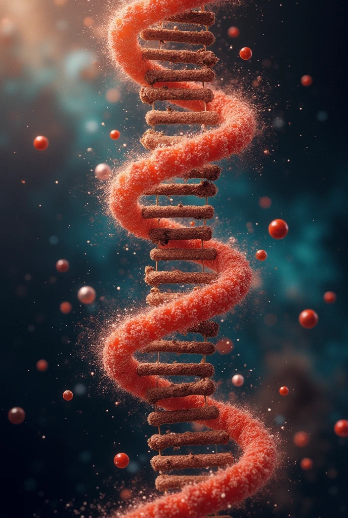 red DNA with green parts