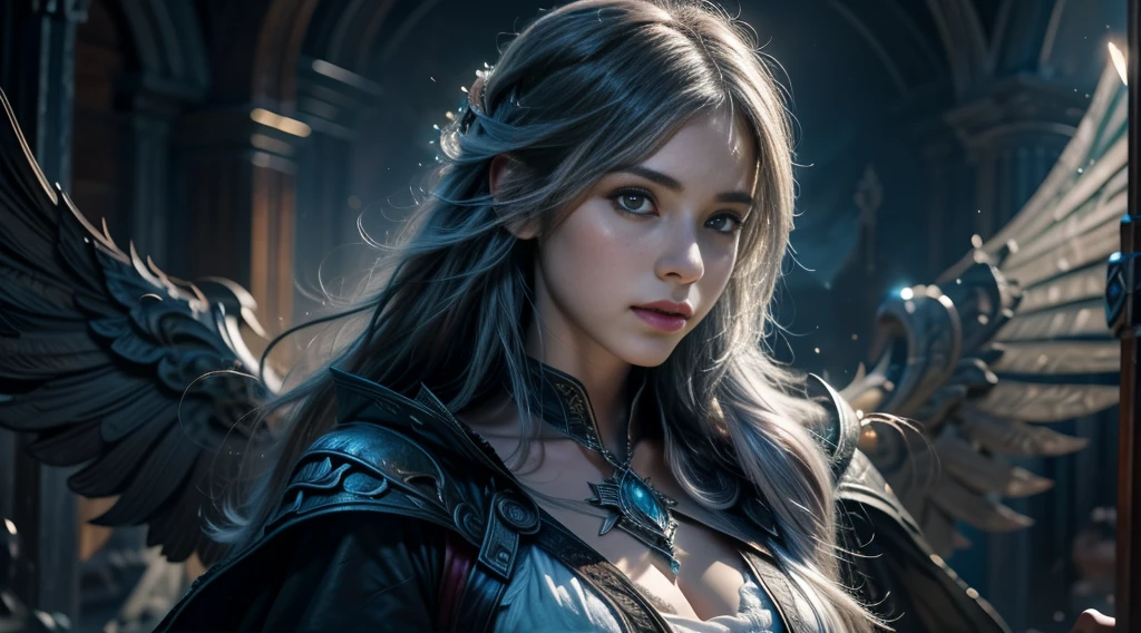 Close-up of female mage, Girl in robes, 2. 5D CGI anime fantasy artwork, Large Breasts,Epic fantasy digital art style, detailed Digital 2D fantasy art, Digital 2D fantasy art, Gorgeous female mage,Look at the camera,(glowing magic:1.7) Role Playing Game Character Art, beautiful female mage, Fantasy Character Art, Epic and beautiful character art, beautiful female mage,(Edinburgh Street:1.8),light rain,semi-body photography,Look at the camera