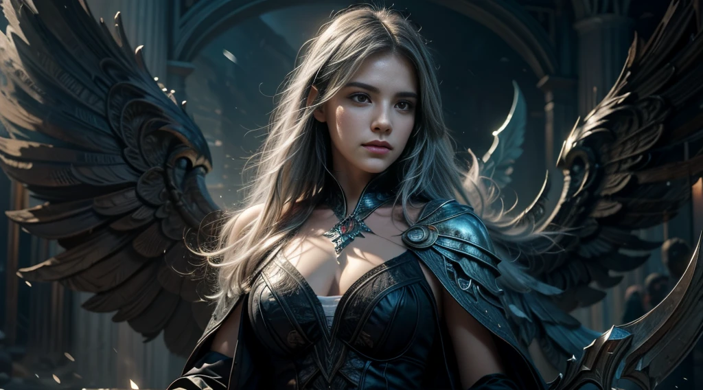 Asgard,valkyrie,Lady Knight,anatomical correct,epic fantasy digital art,Masterpiece artwork,8k,high definition resolution,detailed drawing,Quality Superior,, Epic composition, defined muscles, {-erro_de_anatomia:1.0}, Horror and darkness. Realistic, superior quality. Ultra-detailed face, Detailed eyes, Double eyelid