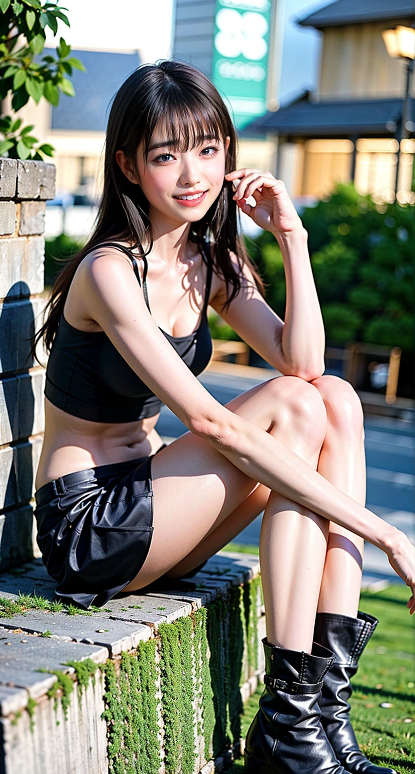 （best qualtiy，tmasterpiece：1.2），woman，sportrait，bralette，exteriors，elegant legs，Wear white high heels