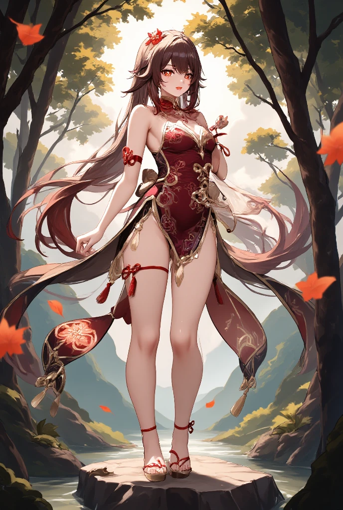 Deer Goddess, deer's face, Large antlers covered in glowing runes., Furry body, Deer pelt, Forest Shaman Outfit, Deer hooves for the feet, Exposed armor, Sexy Deer pelt, No no, Kemono-Fur, Untouched forest background