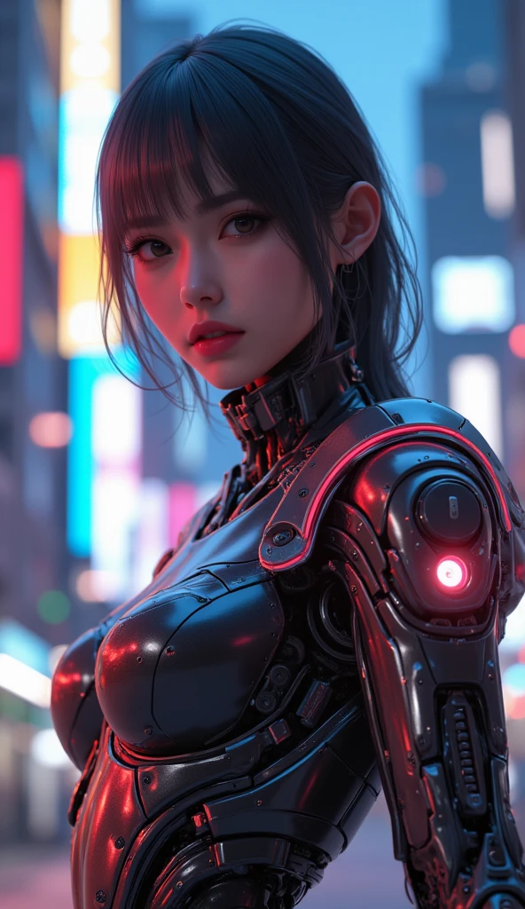 NSFW(((masterpiece))), (((Best Quality))), ((Ultra-detailed)), (extremely detailed photo), ((extremely delicate and beautiful)),(Cute delicate face), an image of cyberpunk, steampunk, sci-fi, cyberpunk fan art, cyberpunk hd wallpaper, cyberpunk art, cyberpunk pics, cyberpunk images, (tall girl), ((A 25 years old cool Half Japanese and half German girl)),solo,short hair,looking at viewer, mecha musume,  armor ,(beautiful face and eye), double eyelid,delicate skin,slender body shape,big breast